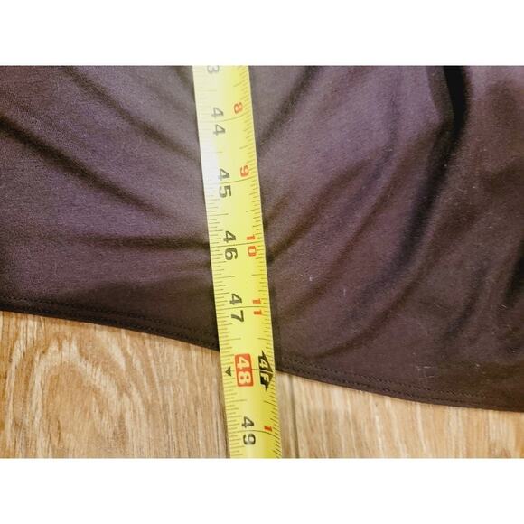 Comfy USA Dress Women's Sz XL Midi Lagenlook Modal Ballon Hem Brown Stretch - Picture 8 of 10